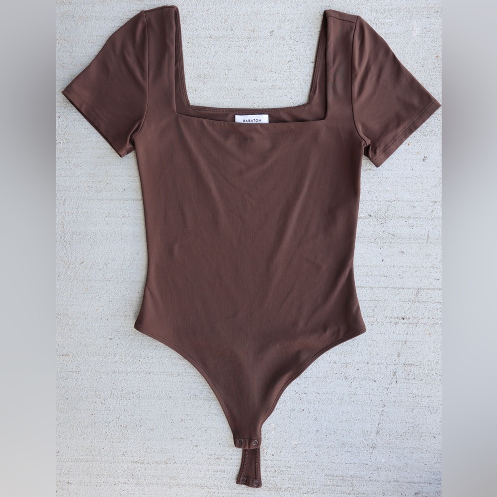 Babaton Brown Square Neck Bodysuit